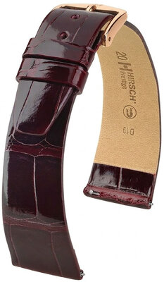 Kožený řemínek Hirsch Prestige 02307160-7, červený, aligátoří kůže, Quick Release