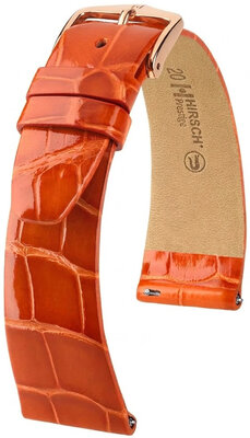 Kožený řemínek Hirsch Prestige 02307177-7, oranžový, aligátoří kůže, Quick Release