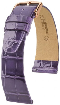 Kožený řemínek Hirsch Prestige 02307184-7, fialový, aligátoří kůže, Quick Release