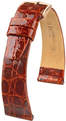 Kožený řemínek Hirsch Prestige 02308170-7, hnědý, krokodýlí kůže, Quick Release