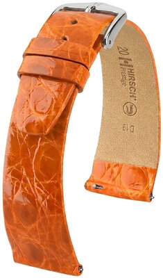 Kožený řemínek Hirsch Prestige 02308176-2, oranžový, krokodýlí kůže, Quick Release