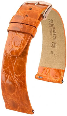 Kožený řemínek Hirsch Prestige 02308176-7, oranžový, krokodýlí kůže, Quick Release