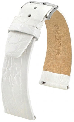 Kožený řemínek Hirsch Prestige L 02208000-2, bílý, krokodýlí kůže, délka L, Quick Release
