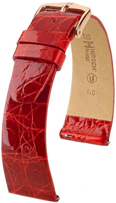 Kožený řemínek Hirsch Prestige L 02208020-7, červený, krokodýlí kůže, délka L, Quick Release