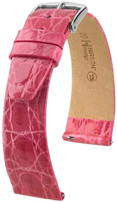 Kožený řemínek Hirsch Prestige L 02208025-2, růžový, krokodýlí kůže, délka L, Quick Release