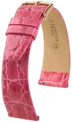 Kožený řemínek Hirsch Prestige L 02208025-7, růžový, krokodýlí kůže, délka L, Quick Release