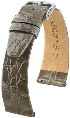 Kožený řemínek Hirsch Prestige L 02208030-2, šedý, krokodýlí kůže, délka L, Quick Release