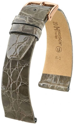 Kožený řemínek Hirsch Prestige L 02208030-7, šedý, krokodýlí kůže, délka L, Quick Release