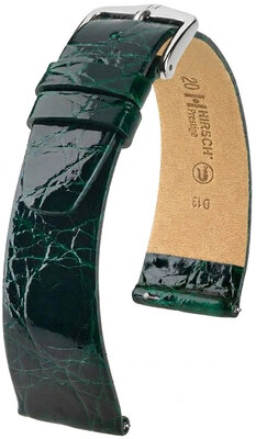 Kožený řemínek Hirsch Prestige L 02208040-2, zelený, krokodýlí kůže, délka L, Quick Release