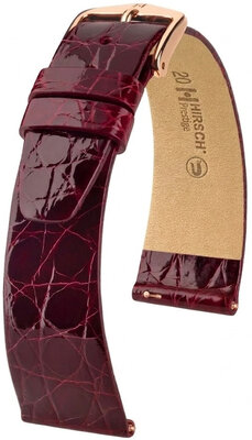 Kožený řemínek Hirsch Prestige L 02208060-7, červený, krokodýlí kůže, délka L, Quick Release