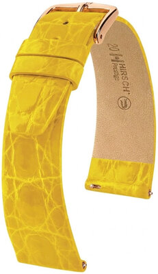 Kožený řemínek Hirsch Prestige L 02208072-7, žlutý, krokodýlí kůže, délka L, Quick Release