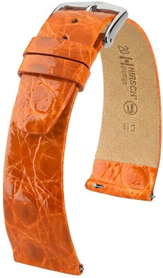 Kožený řemínek Hirsch Prestige L 02208076-2, oranžový, krokodýlí kůže, délka L, Quick Release