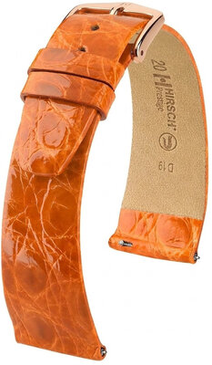 Kožený řemínek Hirsch Prestige L 02208076-7, oranžový, krokodýlí kůže, délka L, Quick Release