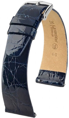 Kožený řemínek Hirsch Prestige L 02208080-2, modrý, krokodýlí kůže, délka L, Quick Release