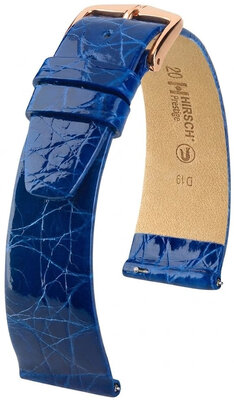 Kožený řemínek Hirsch Prestige L 02208085-7, modrý, krokodýlí kůže, délka L, Quick Release