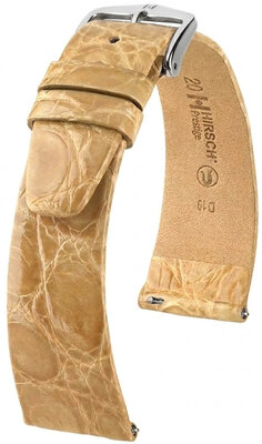 Kožený řemínek Hirsch Prestige L 02208090-2, béžový, krokodýlí kůže, délka L, Quick Release