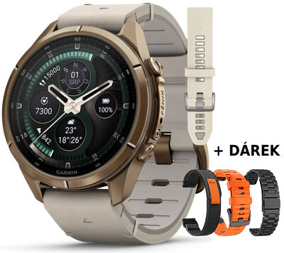 Garmin Fenix 9 Pro AMOLED 43mm, inReach, Autumn Gold Titanium/Bone (Premium) (+ náhradní řemínek)