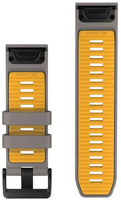 Silikonový řemínek Garmin 26mm, Silver Gray/Yellow Flare, QuickFit, 010-14508-02