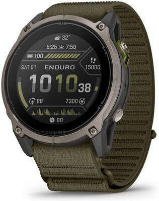 Garmin Enduro 4 Titanium, Dark Olive ComfortFit Nylon Band