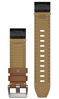 Kožený řemínek Garmin 22mm (pro MARQ 3), Brown, QuickFit, 010-14554-11