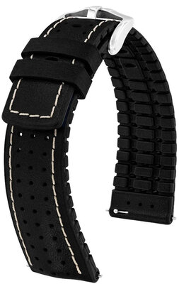 Kožený řemínek Hirsch Tiger L 0915002050-2, černý, teletina, délka L, Quick Release